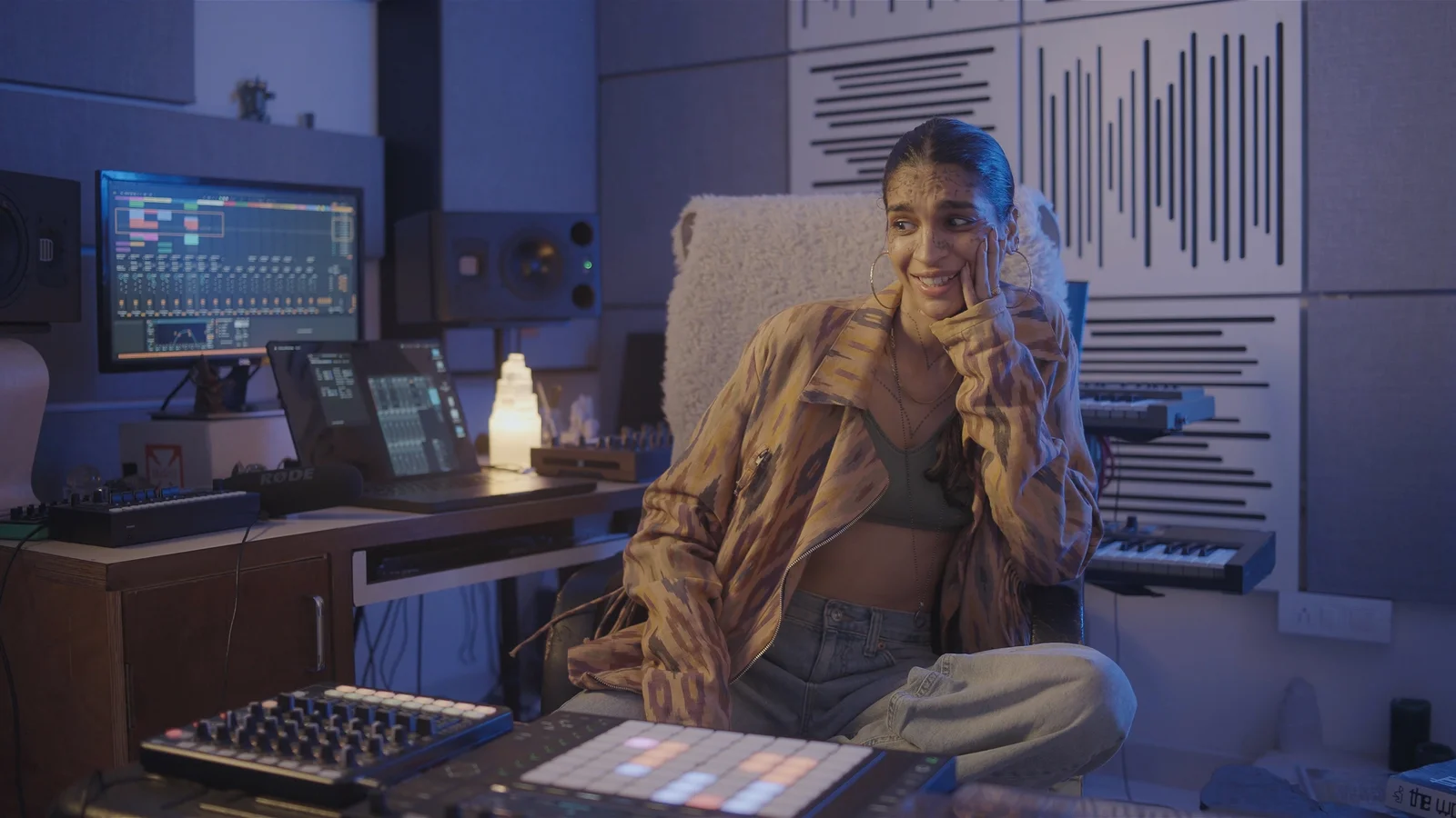 Anushka Manchanda in a recording studio